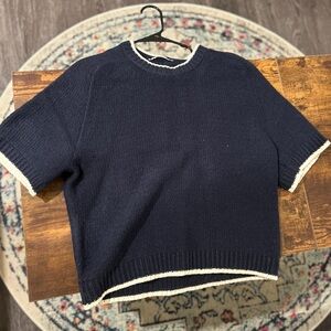 Abercrombie & Fitch Dark Blue Sweater with White Edges